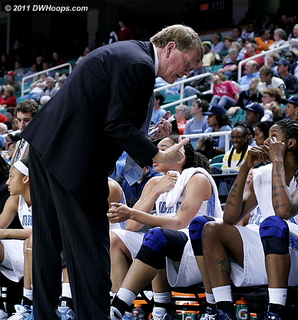 Andrew Calder with words for Breland  - UNC Players: #51 Jessica Breland 