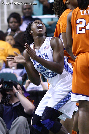 Shot didn't fall after Broomfield was fouled  - UNC Players: #33 Laura Broomfield 