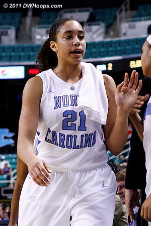 Gross heads to the bench  - UNC Players: #21 Krista Gross 