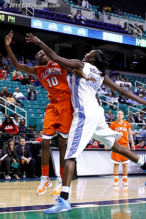 Rolle fouls  - CLEM Players: #10 Kirstyn Wright - UNC Tags: #32 Waltiea Rolle 