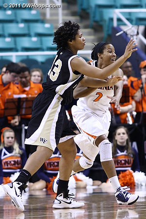 DWHoops Photo  - UVA Players: #2 Whitny Edwards - WF Tags: #13 Mykala Walker 