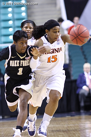 Steal and fast break  - UVA Players: #15 Ariana Moorer - WF Tags: #1 Brooke Thomas 