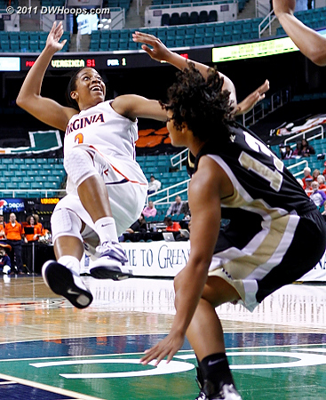 Foul on Walker  - UVA Players: #2 Whitny Edwards - WF Tags: #13 Mykala Walker 