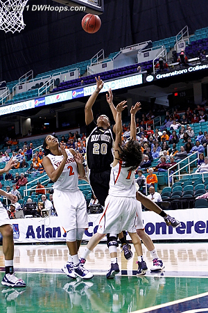 DWHoops Photo  - UVA Players: #1 China Crosby, #2 Whitny Edwards - WF Tags: #20 Brittany Waters 