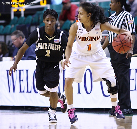 These two battled the whole game  - UVA Players: #1 China Crosby - WF Tags: #1 Brooke Thomas 