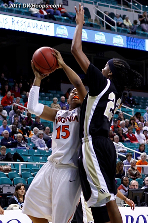 DWHoops Photo  - UVA Players: #15 Ariana Moorer - WF Tags: #23 Secily Ray 