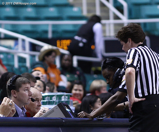 Something happened at the scorer's table.  We hope Lindy didn't break it!  