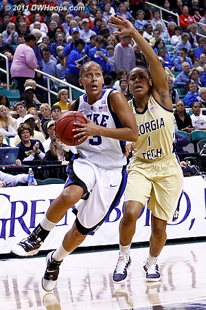 DWHoops Photo  - Duke Tags: #3 Shay Selby - GT Players: #1 Dawnn Maye 