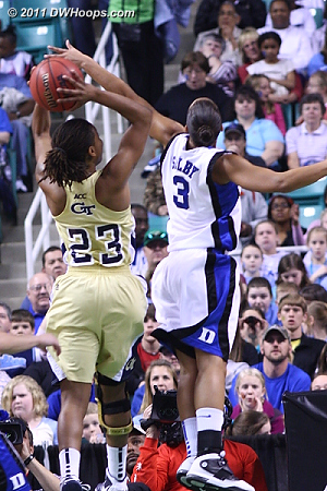 DWHoops Photo  - Duke Tags: #3 Shay Selby - GT Players: #23 Deja Foster 