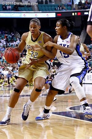 DWHoops Photo  - Duke Tags: #15 Richa Jackson - GT Players: #22 Alex Montgomery 