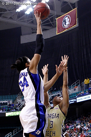 DWHoops Photo  - Duke Tags: #34 Krystal Thomas - GT Players: #23 Deja Foster 