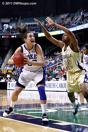 DWHoops Photo  - Duke Tags: #33 Haley Peters - GT Players: #32 Chelsea Regins 