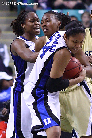 Krystal forces a tieup  - Duke Tags: #13 Karima Christmas, #34 Krystal Thomas 