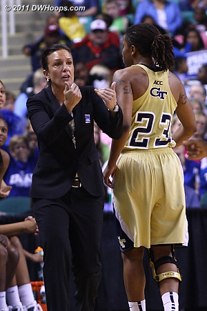 Georgia Tech time out  - GT Players: #23 Deja Foster 