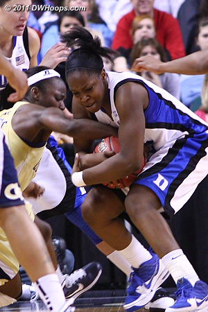 Key tieup gave Duke the ball  - Duke Tags: #13 Karima Christmas - GT Players: #15 Tyaunna Marshall 