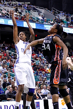 Another hit for Breland  - UNC Players: #51 Jessica Breland - MIA Tags: #34 Sylvia Bullock 