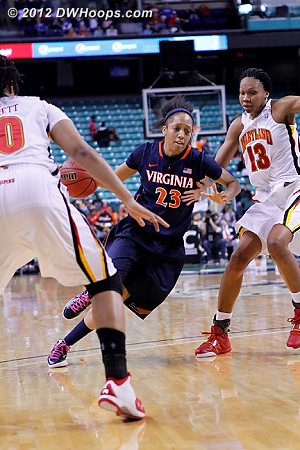 DWHoops Photo  - UVA Players: #23 Ataira Franklin - MD Tags: #13 Alicia DeVaughn 