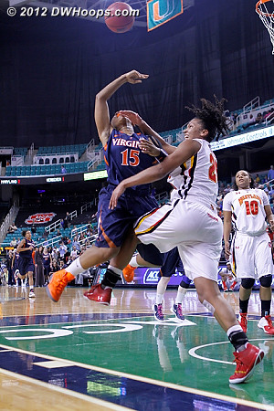 For Virginia this game was pretty much a pop in the mouth  - UVA Players: #15 Ariana Moorer - MD Tags: #25 Alyssa Thomas 