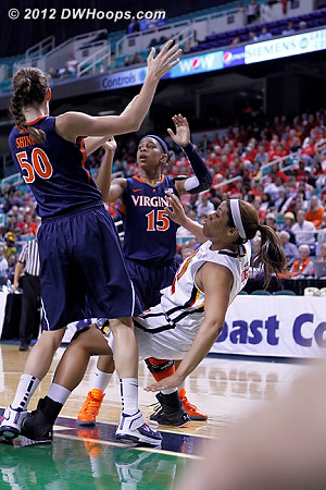 DWHoops Photo  - UVA Players: #15 Ariana Moorer, #50 Chelsea Shine - MD Tags: #22 Kim Rodgers 