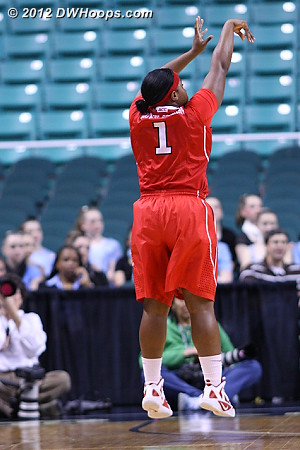 The State three point barrage begins  - NCSU Players: #1 Myisha Goodwin-Coleman 