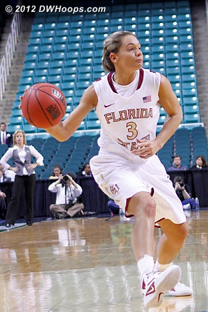 Whipping a bounce pass into the paint, FSU is just a great passing team  - FSU Players: #3 Alexa Deluzio 