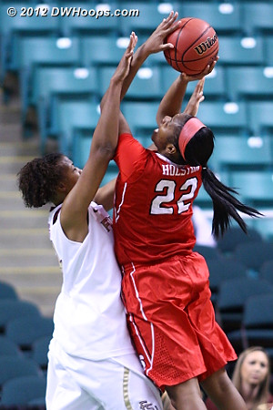 Foul on Davis  - FSU Players: #34 Chelsea Davis - NCSU Tags: #22 Bonae Holston 