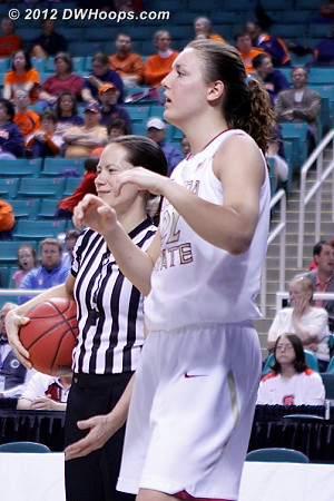 Maj Forsberg and Bresnahan wait for Dee to get the shot clock corrected  - FSU Players: #22 Olivia Bresnahan 