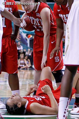 With FSU up two, Donovan took a shot from Howard  - NCSU Players: #21 Erica Donovan 