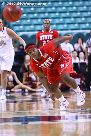State gets the steal  - NCSU Players: #1 Myisha Goodwin-Coleman 