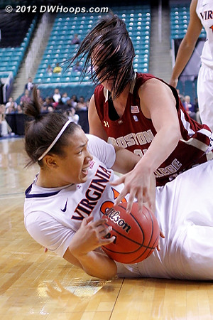 DWHoops Photo  - UVA Players: #21 Jazmin Pitts - BC Tags: #45 Katie Zenevitch 