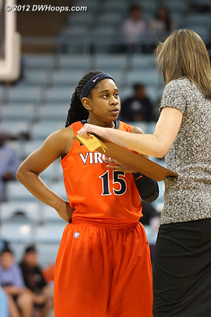 DWHoops Photo  - UVA Players: #15 Ariana Moorer, Head Coach Joanne Boyle 