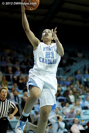 Gross scores a fast break layup, 23-16 Heels  - UNC Players: #21 Krista Gross 