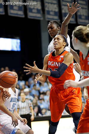Franklin loses the handle for another Virginia turnover  - UNC Players: #32 Waltiea Rolle - UVA Tags: #23 Ataira Franklin 