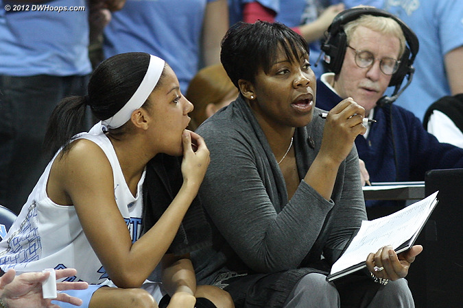 DWHoops Photo  - UNC Players: #4 Candace Wood, Assistant Coach Trisha Stafford-Odom 
