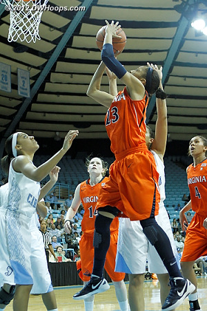 Franklin sticks back a Moorer miss to knot it at 54  - UVA Players: #23 Ataira Franklin 