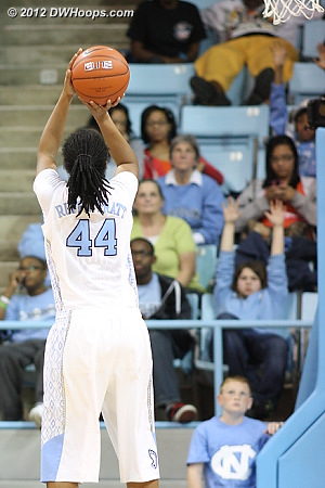 Shot was good - 57-54 Heels  - UNC Players: #44 Tierra Ruffin-Pratt 