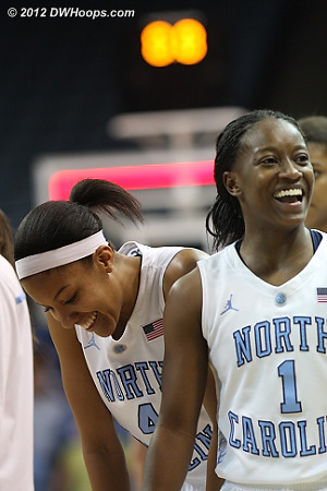 DWHoops Photo  - UNC Players: #1 She'la White, #4 Candace Wood 