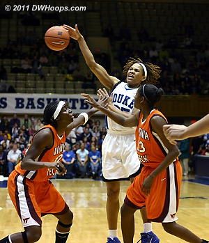 Monique in action on Senior Night vs. Virginia Tech