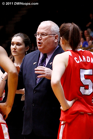 Marist huddle with Giorgis making a point  