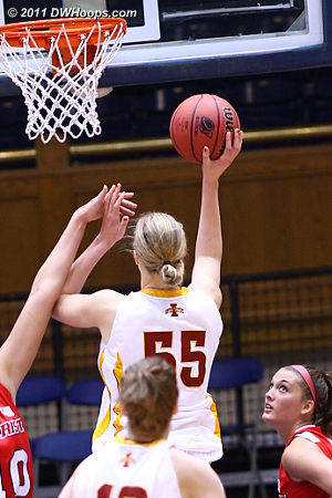 Prins led Iowa State with 25 points, getting to the goal and the line, but it wasn't enough  55 Anna Prins