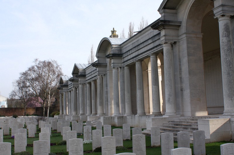 Graves at the British Commonwealth Military Cemetery of Faubourg-DAmiens, Arras, France