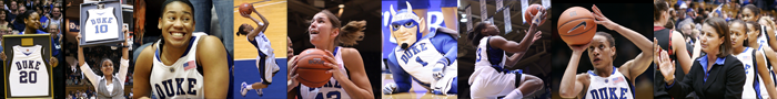 DWHoops Photo Montage: Alana Beard, Lindsey Harding, Joy
Cheek, Jasmine Thomas, Allison Vernerey, Duke Blue Devil, Karima
Christmas, Jasmine Thomas, Joanne P. McCallie