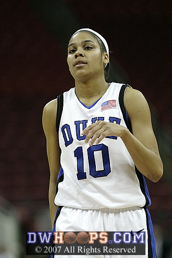 Lindsey tries to shake off a missed freethrow, she would make the second