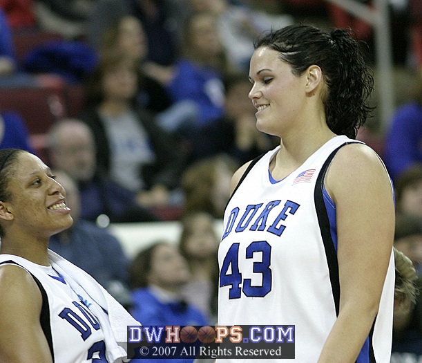 Alison heads to the bench after her free throws put Duke up 25