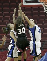 44-36, 14:35 - Abby picked up her third foul here, the free throws cut Duke's lead to 6