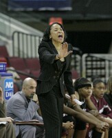 51-42, 10:27 - Temple head coach Dawn Staley tells her players to slow it down