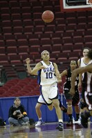 51-44, 9:38 - Lindsey Harding tries a long pass to start the Duke break...