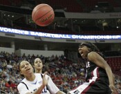 43-36, 16:45 - Stone thought she had all ball, but she was called for stepping in.