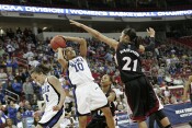 62-52, 0:23 - Abby tries to avoid Lindsey's jumper