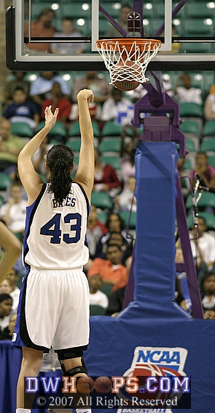 The first free throw was perfect, but she missed the second one